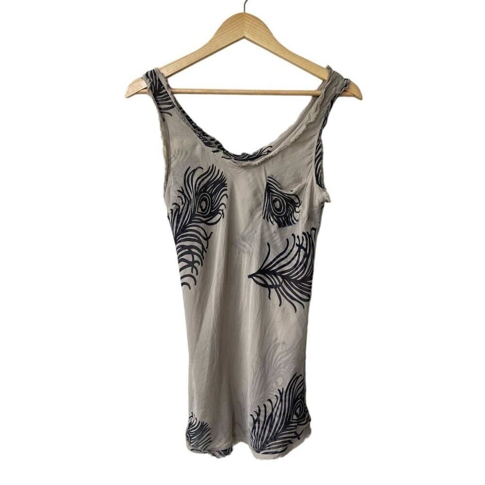 Brochu Walker Silk Y2K Tank Top Small Fairy‎ Whimsigoth Feather Embrooidered